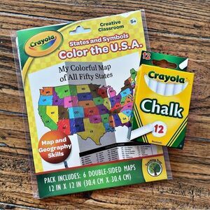 Crayola Lot of Chalk and Maps of the USA